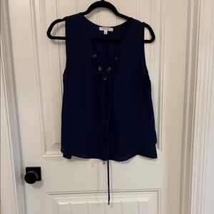 Active USA Deep Blue Lace-Up Tank Top